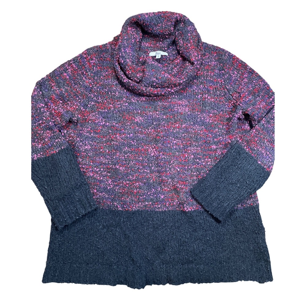 Bass Chunky Knit Cowl Neck Sweater Multi Color Heathered Yarn Tunic Women's Sz L